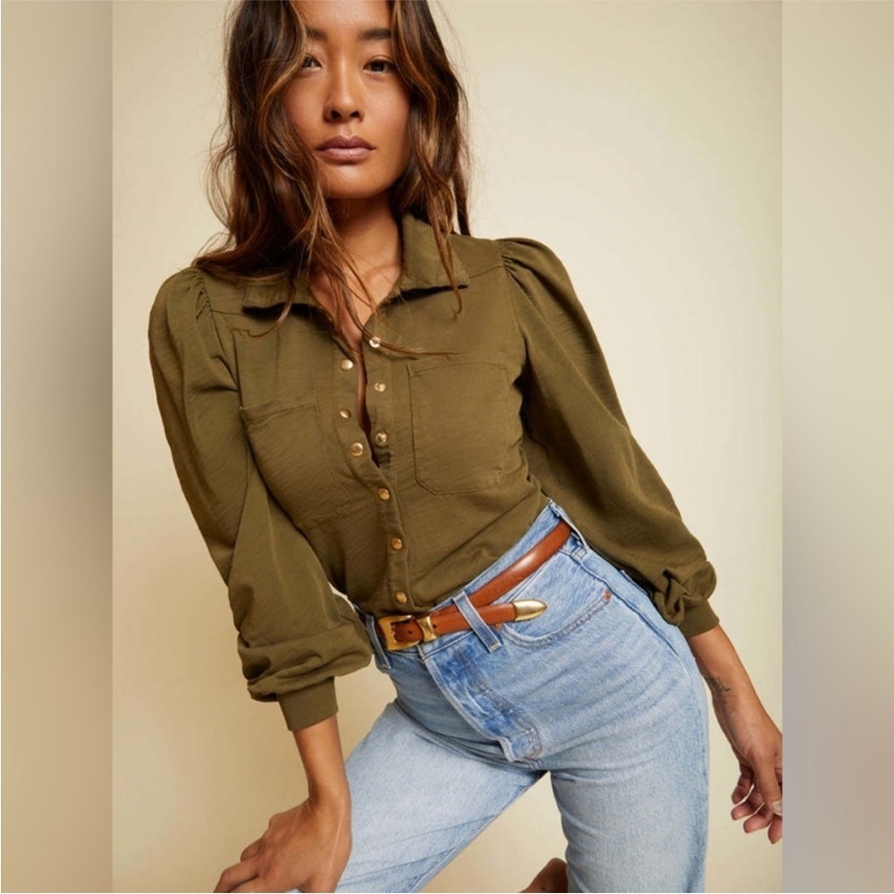 NATION LTD Desta Femme Top in Lagoon Size XS